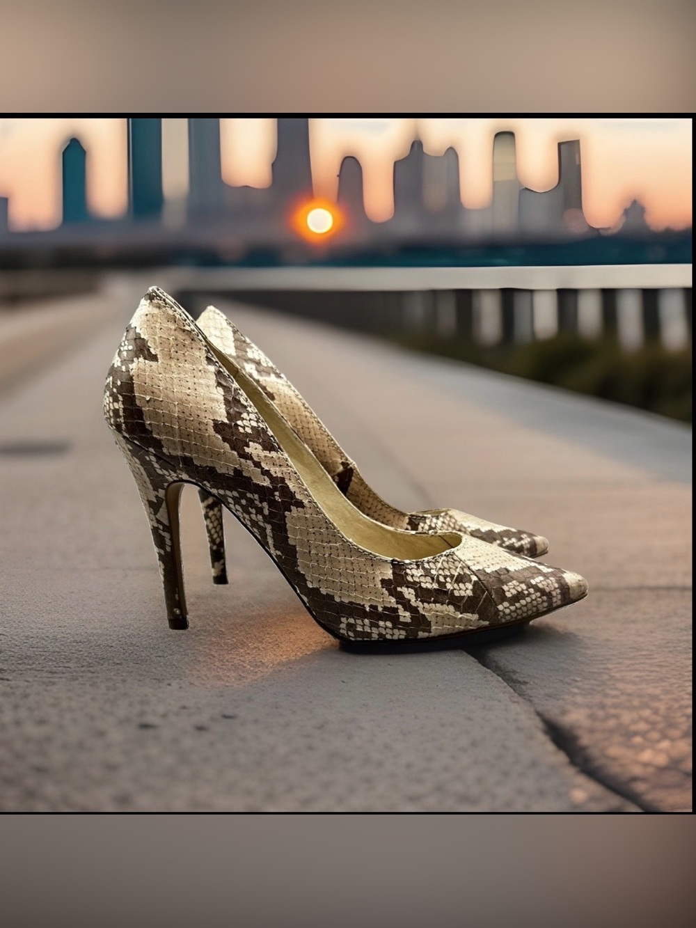 New Colin Stuart Size 8 Brown Snake print Pump Heels